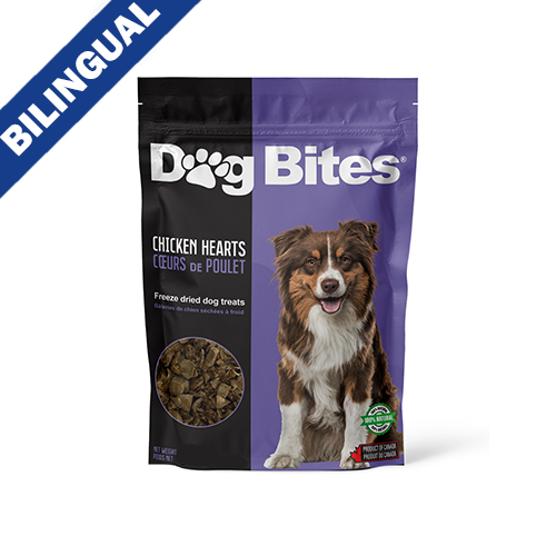Dog Bites® Friandises pour chiens aux cœurs de poulet lyophilisés – 175 g