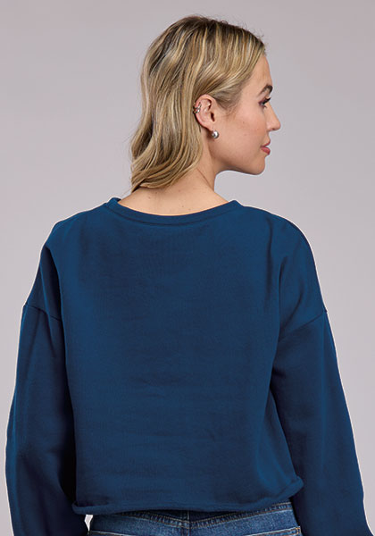 Sweat-shirt féminin en polaire en coton marine uni
