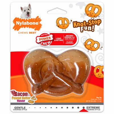 Nylabone Os « Flavor Frenzy » Bretzel Saveur de Bacon & Beurre d'Arachides Régulier