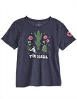 Tin Haul T-shirt manches courtes pour femmes – TIN HAUL Modèle : TIN HAUL Flower and Cactus Impression écran (Screen Print) Manches courtes (S/S) Tricot (Knit)