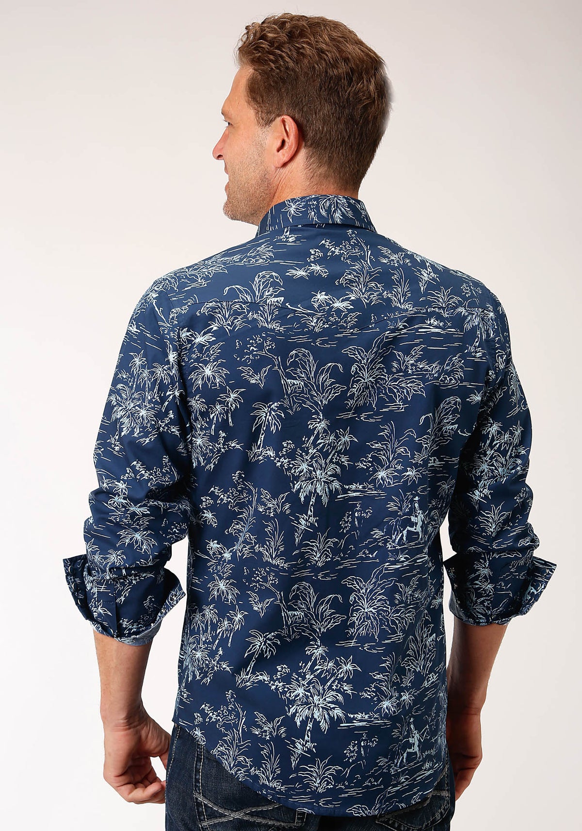 Roper Chemise western homme Tropics imprimée à manches longues avec boutons-pression