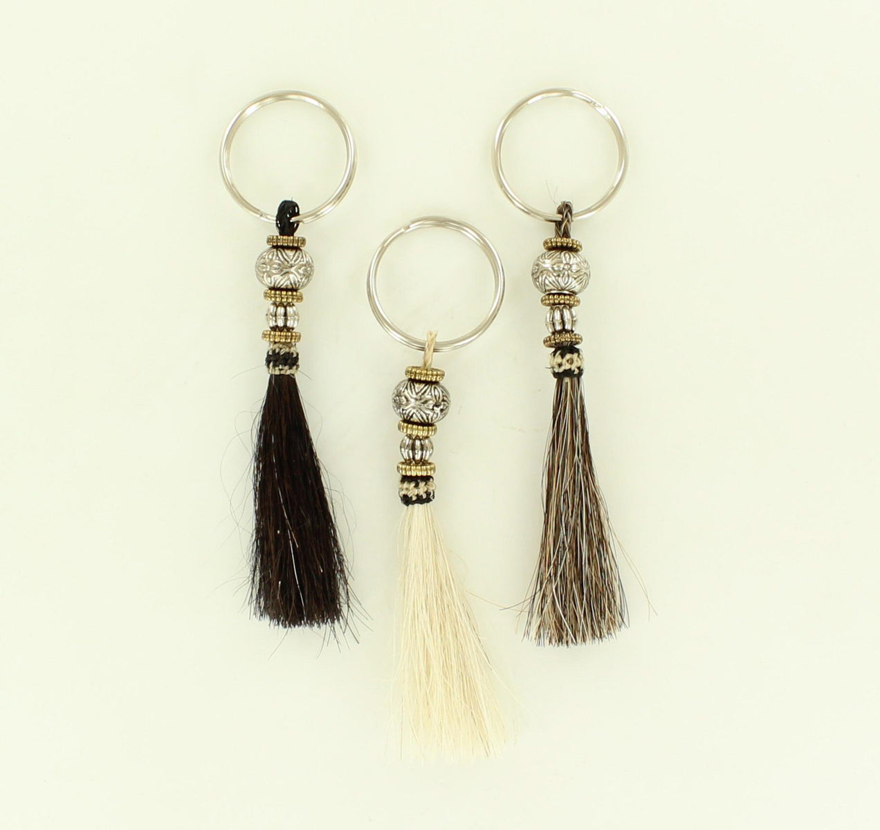 Porte-clés en crin de cheval avec perles décoratives