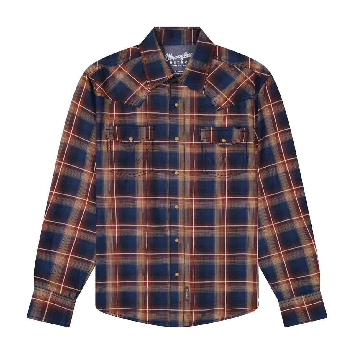 Wrangler Retro® Premium Chemise à manches longues à boutons pression - Ajustement moderne - Blue Multi - Homme