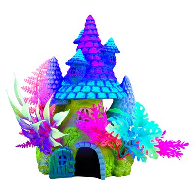 Ornement iGlo Marina, maison farfelue avec plantes, 20 cm (8 po)