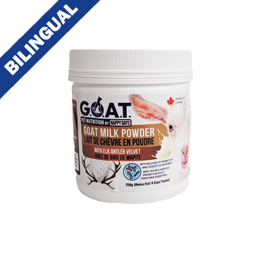 HAPPY DAYS Poudre de Lait de Chèvre avec Velours de Bois d'Orignal pour Chiens 250g