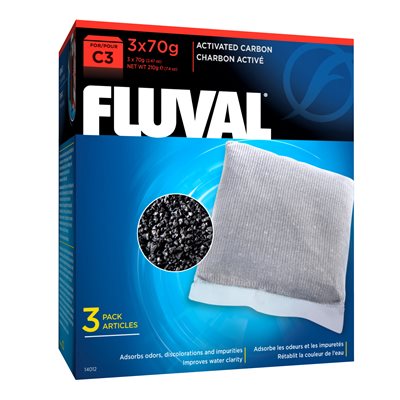 Fluval C3 Charbon paquet de 3 X 70 G