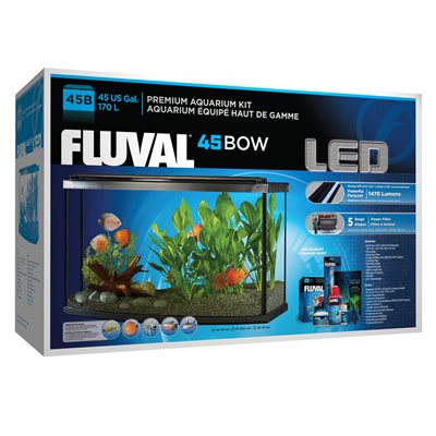 Aquarium Équipé Fluval 45 Devant Arrondi Eclairage Del