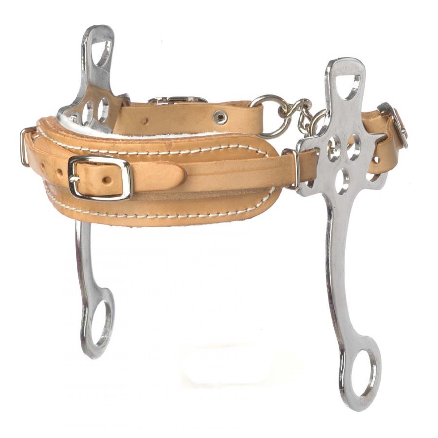 Mors Hackamore en Acier Inoxydable avec Muserolle Doublée en Polaire