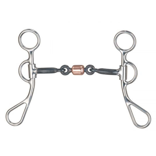 Mors filet argentin en acier inoxydable avec brisure en forme d'os de chien.