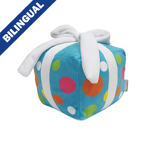 Jouet en peluche pour chien foufouBRANDS™ en forme de cadeau d'anniversaire – Bleu