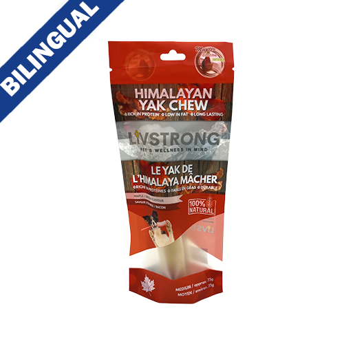LIVSTRONG Friandise pour chiens Fromage de Lait de Yak de l'Himalayen infusé au bacon d'érable