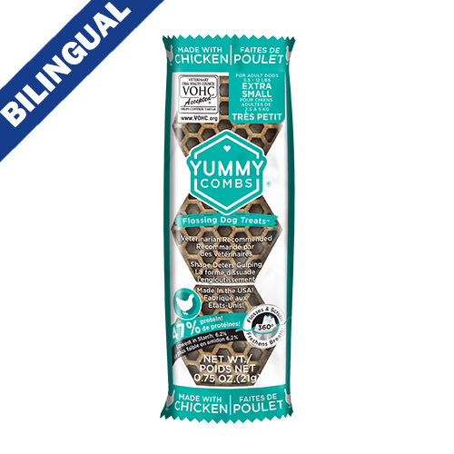 Yummy Combs® Avec Vrai Poulet – Friandises Dentaires pour Chiens™ Taille : X-Small – 0,75 oz