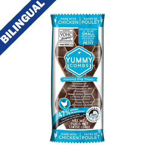 Yummy Combs® Faites de poulet, Flossing Dog Treats™ Petit 1.14oz