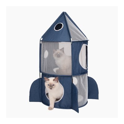 Tour à chats Rocket Vesper Catit en forme de fusée, bleue, 50 x 50 x 90 cm (19,6 x 19,6 x 35,4 po)