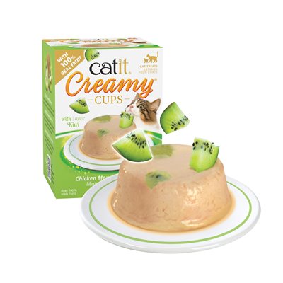 Mousse Catit Creamy Cups, Poulet Avec Kiwi, 4 X 25 G