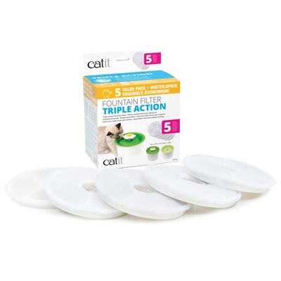Catit Filtre Pour Abreuvoir Triple Action, Paquet de 5