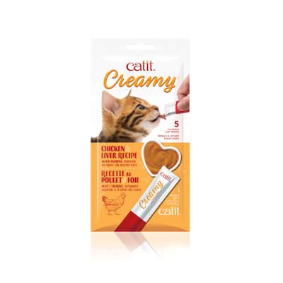Catit Creamy Régals crémeux, Poulet et foie, paquet de 5