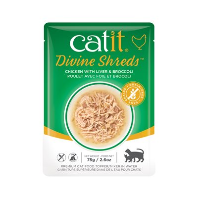 Garniture Divine Shreds pour chats, Poulet avec foie et brocoli, 75 g