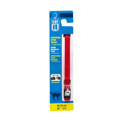 Collier Réglable Breakaway Catit/Nylon,20-33 Cm, Rouge