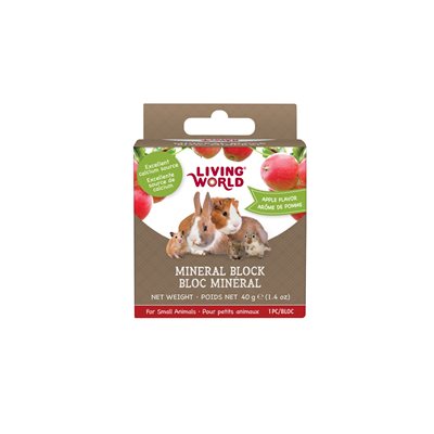 Bloc minéral Living World pour petits animaux, arôme de pomme, petit, 40 g (1,4 oz)