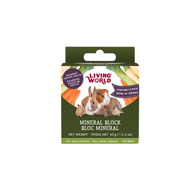 Bloc minéral Living World pour petits animaux, arômes de légumes, petit, 40 g (1,4 oz)