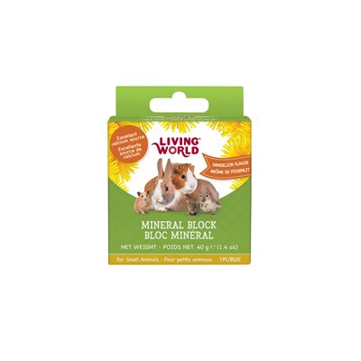Bloc minéral Living World pour petits animaux, arôme de pissenlit, petit, 40 g (1,4 oz)