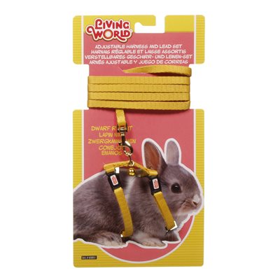 LivingWorld Ens Harnais/Laisse Lapins Nains, Jaune, 1,2m (4 pi)
