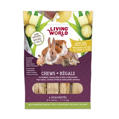 Living World, Régals À Mâcher, Bâtonnets De Tige De Canne À Sucre 4paquet