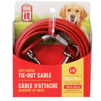Câble d'attache Dogit pour chiens de grande taille, rouge, 9 m (30 pi)