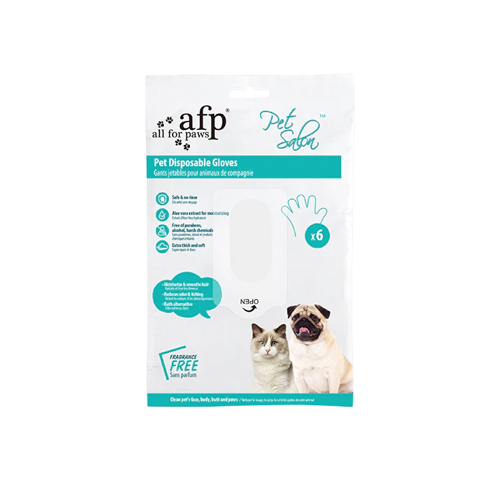 ALL FOR PAWS – Gant de toilettage jetable pour animaux – Pet Salon – Paquet de 6