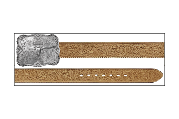 Wrangler Ceinture homme en cuir Crazy Horse avec motif floral – 38 mm