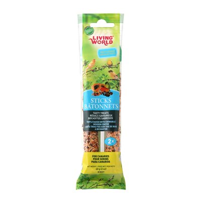 Bâtonnets Living World pour serins, saveur de fruits, 60 g (2 oz), paquet de 2