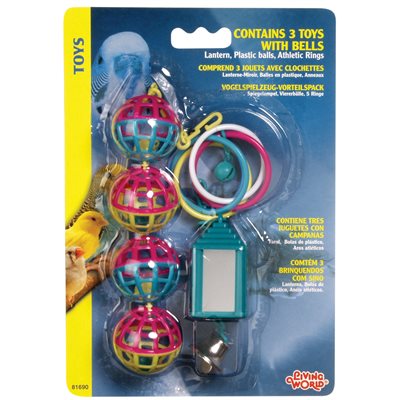 Format boni de 3 jouets Living World pour petits oiseaux, assortiment no 1