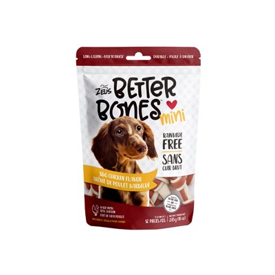 Os Better Bones Zeus, arôme de poulet barbecue, mini, paquet de 12
