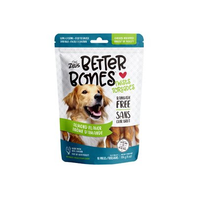Os Better Bones Zeus, arôme de beurre d'arachide, torsades enrobées de poulet, paquet de 10