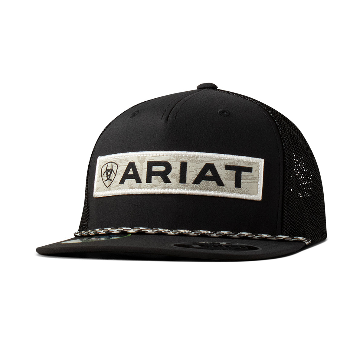 Ariat Casquette FlexFit 110 pour Homme Noire avec Patch Scène Désert Gris