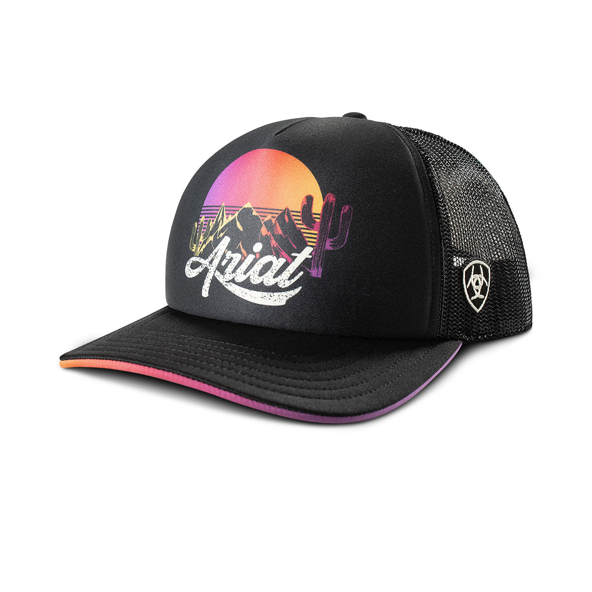 Ariat Casquette pour Femme Noire avec Motif Coucher de Soleil Désert