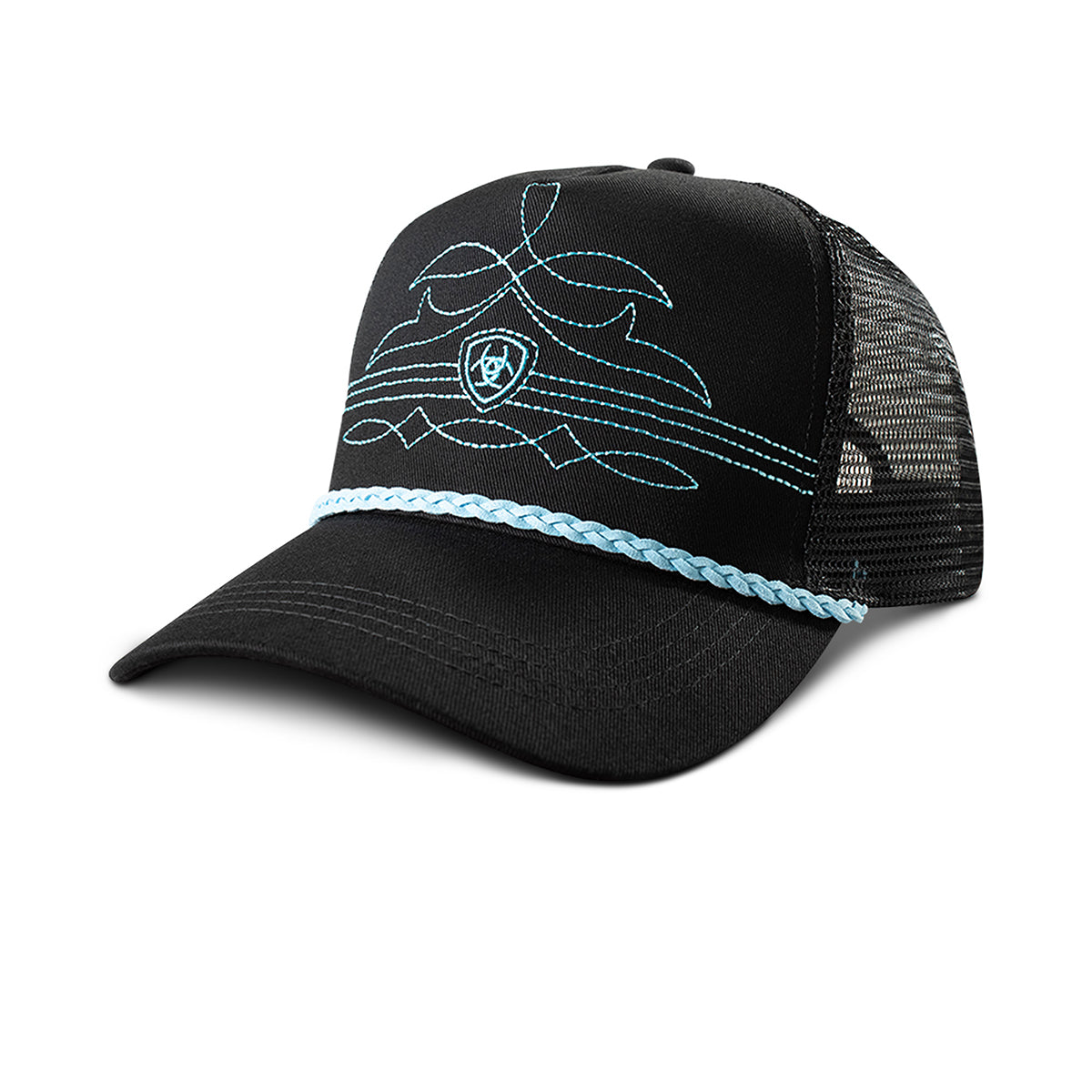 Ariat Casquette Ponyflo pour Femme Turquoise avec Broderie Bottes et Écusson