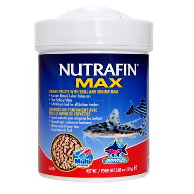 Granulés qui s’enfoncent Nutrafin Max avec krill et farine de crevettes, 110 g (3,89 oz)