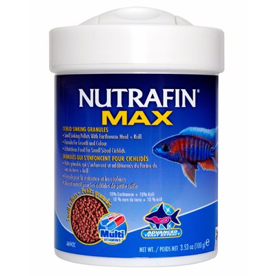 Granulés Nutrafin Max qui s’enfoncent pour cichlidés, petits, 100 g (3,53 oz)