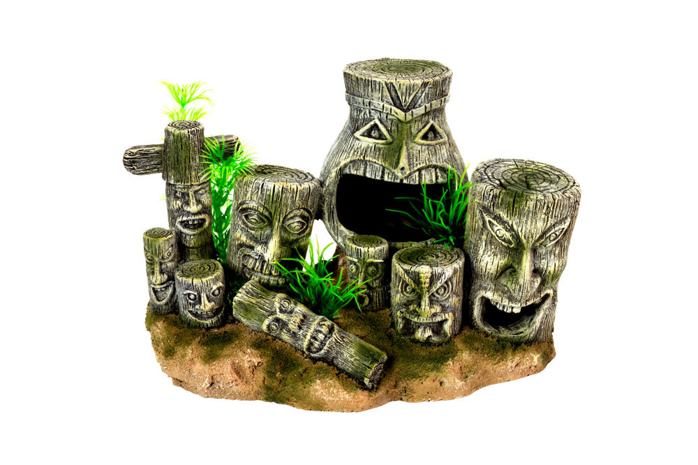 AQUA-FIT – Décoration en polyresine “Tiki Guffaw” 8x5x5"