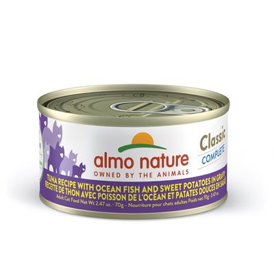 Almo Classic Complete Chat Thon Avec Poisson De L'Océan Et Patates douces en sauce 70g