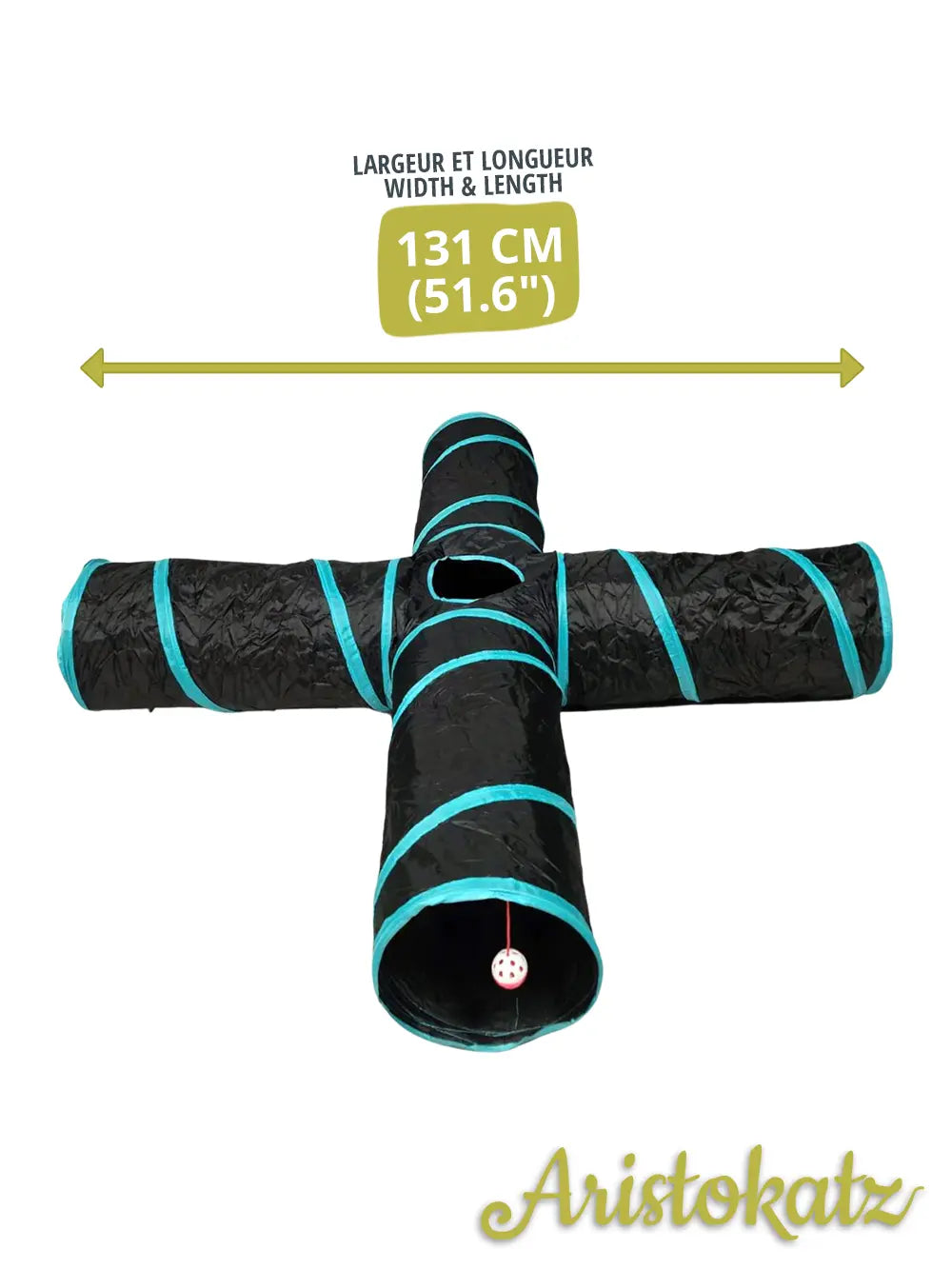 Aristokatz tunnel pour chat noir et turquoise 4 voies