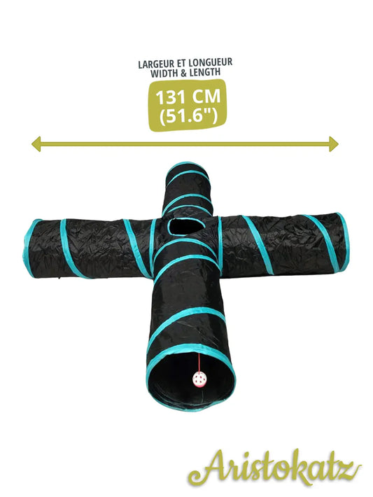 Aristokatz tunnel pour chat noir et turquoise 4 voies