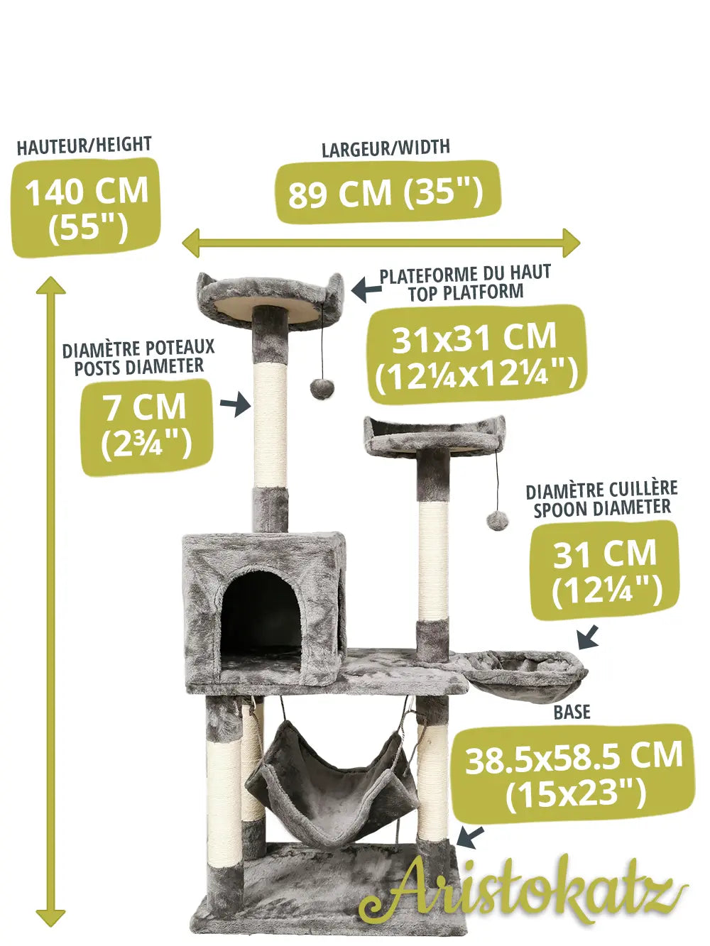 Aristokatz arbre à chat gris 55''