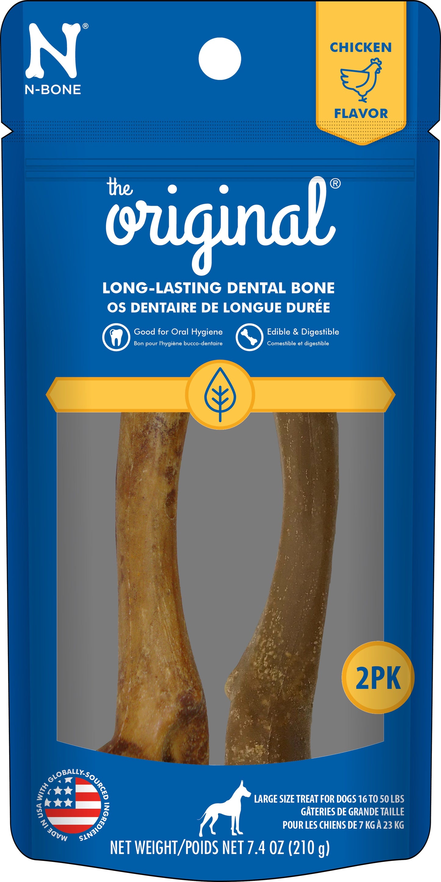 N-bone Original Gâterie Pour Chien à Saveur De Poulet, Large (pqt 2) 7.4oz