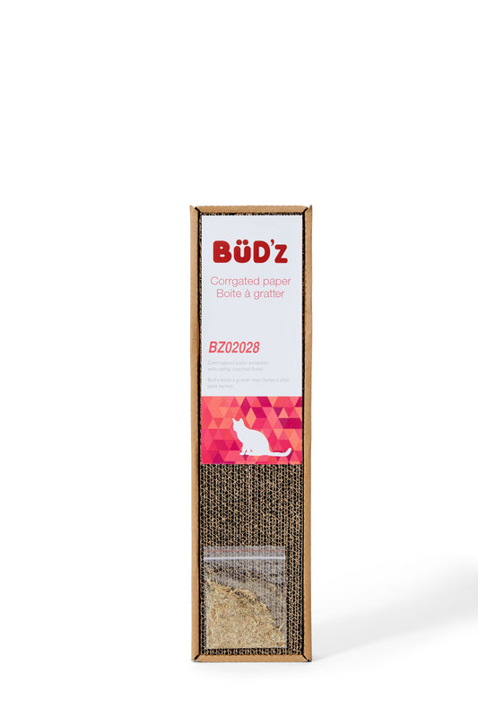 Bud'z Boite à Gratter En Carton, Avec Sachet D'herbe à Chat - Unie, Petite 46x13x5cm