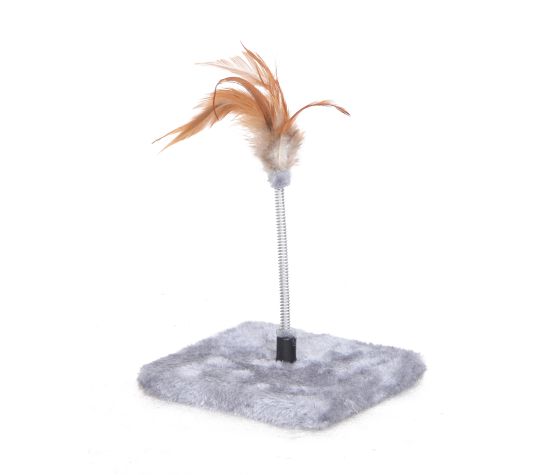 Bud'z Mini Station De Jeu Pour Chat, Pipo, 1 Jouet Sur Ressort, Gris 15x15x1.5cm