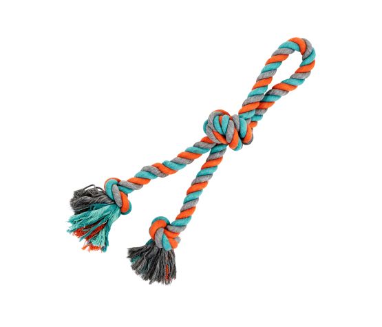 Bud'z Jouet De Corde Pour Chien, Double Avec 3 Noeuds - Large, Orange Et Bleu 58cm