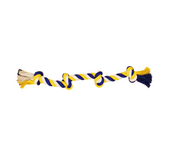 Bud'z Jouet De Corde Pour Chien, Avec 4 Noeuds - Large, Bleu Et Jaune 70cm